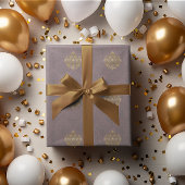 Papier Cadeau Médaillon Mauve Fumé Antique Vintage