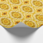 Papier Cadeau Médaillon Motif en Motif Batik Jaune de moutarde (Coin)