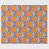 Papier Cadeau Médaillon Yin Yang Violet Turquoise (Plat)