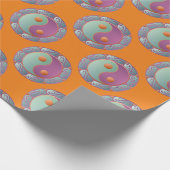 Papier Cadeau Médaillon Yin Yang Violet Turquoise (Coin)