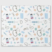 Papier Cadeau Médecin de santé Motif Fournitures Médicales (Plat)