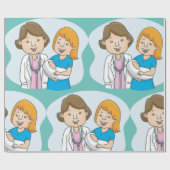 Papier Cadeau Médecin Et Nouvelle Mère Avec Un Papier Enveloppan (Plat)