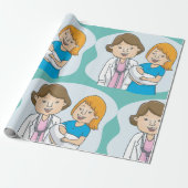 Papier Cadeau Médecin Et Nouvelle Mère Avec Un Papier Enveloppan (Déroulé)