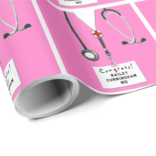 Papier Cadeau Médecin Médicale Bracelet papier (Coin rond)