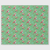 Papier Cadeau Médecin Noël avec Santa Vert (Plat)