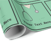 Papier Cadeau Médicale Scrubs Doctor Nurse Light Green Wrap (Coin rond)