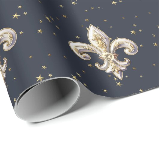 Papier Cadeau Medieval Fleur-de-Lis Wrapping Paper (Coin rond)
