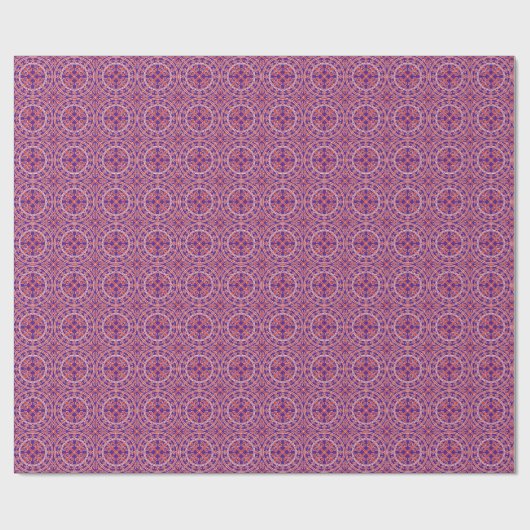Papier Cadeau Médiéval Rouge Blanc Violet Feuille Romane (Plat)
