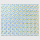Papier Cadeau Mediterranean Blue Tile Yellow Lemon Watercolor (Plat)