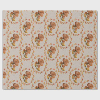 Papier Cadeau Mediterranean floral wreath pattern warm orange le