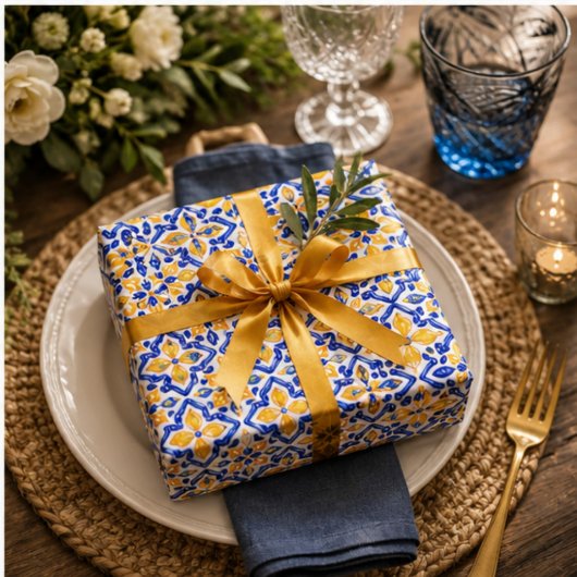 Papier Cadeau Mediterranean Lemon Blossom Ceramic Hand Painted