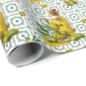 Papier Cadeau Mediterranean Pattern Olive Oil (Coin rond)