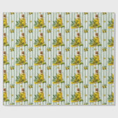 Papier Cadeau Mediterranean Sage Green Stripe Pattern Olive Oil (Plat)