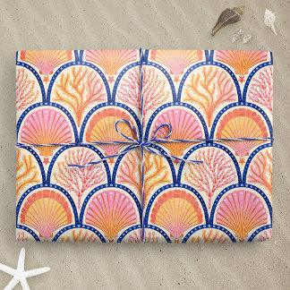 Papier Cadeau Mediterranean Shells and Seagrass Scallop