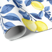 Papier Cadeau Mediterrenean Citrus Lemon pattern (Coin rond)