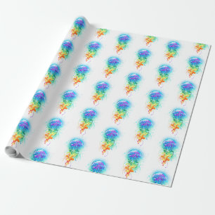 Papier Cadeau Méduse arc-en-ciel