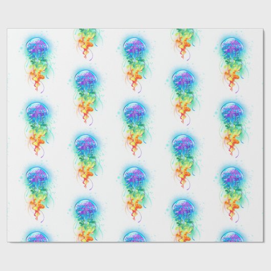 Papier Cadeau Méduse arc-en-ciel (Plat)