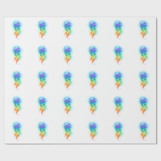 Papier Cadeau Méduse arc-en-ciel (Plat)