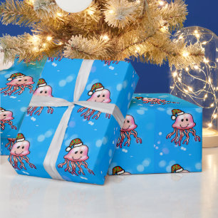 Papier Cadeau Méduse de dessin animé festive mignonne