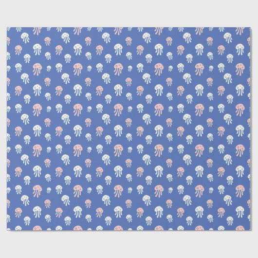 Papier Cadeau Méduses sur fond bleu (Plat)