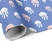 Papier Cadeau Méduses sur fond bleu (Coin rond)