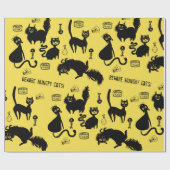 Papier Cadeau Méfiez-vous des chats affamés ! (Plat)