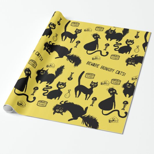 Papier Cadeau Méfiez-vous des chats affamés ! (Déroulé)