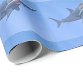 Papier Cadeau Megalodon mangeant une baleine (Coin rond)