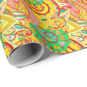 Papier Cadeau Mehndi Doodle : Texture Ethnique Colorée. (Coin rond)
