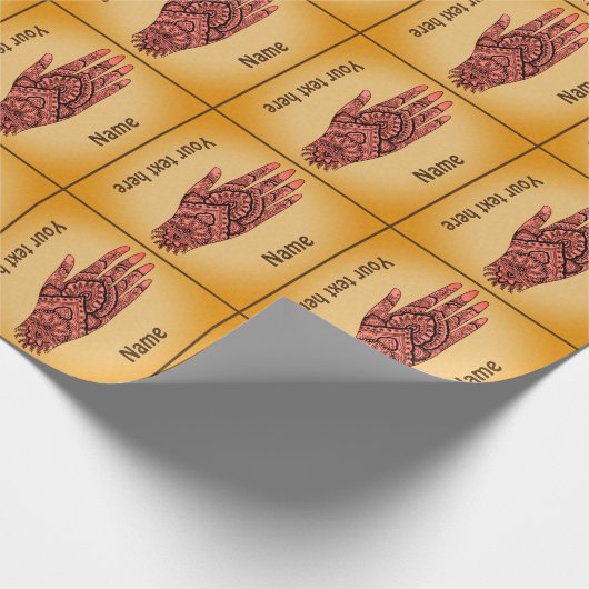 Papier Cadeau Mehndi tatouage à la main Art rose Design personna (Coin)