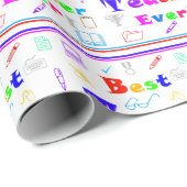 Papier Cadeau Meilleur enseignant coloré jamais amusant fournitu (Coin rond)