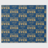 Papier Cadeau Meilleur Entraîneur Jour Nom Année Or Bleu (Plat)