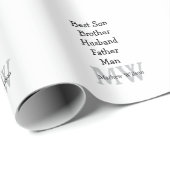 Papier Cadeau Meilleur homme fils mari papa cite ajouter un nom (Coin rond)