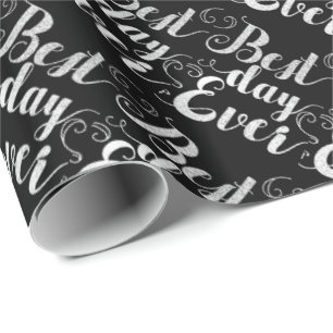 Papier Cadeau Meilleur Jour Foil Silver Look