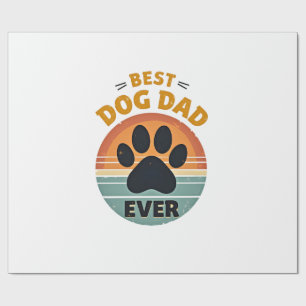 Papier Cadeau Meilleur Papa Chien de Tous les Temps Vintage Retr