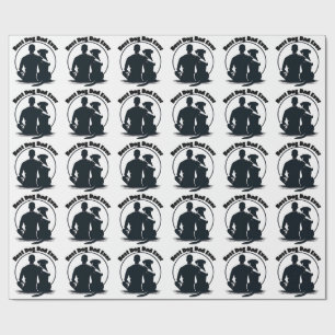 Papier Cadeau Meilleur Papa Chien T-shirt Homme et Silhouette de