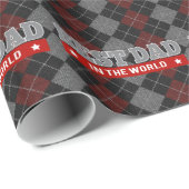 Papier Cadeau Meilleur papa dans le Jacquard mondial Patterned W (Coin rond)