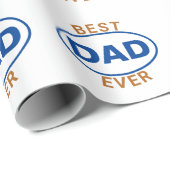 Papier Cadeau Meilleure Fête des pères papa Ever Blue Gold (Coin rond)