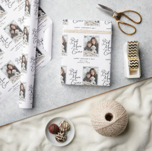 Papier Cadeau Meilleure maman jamais personnalisée Photo Fête de