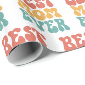 Papier Cadeau Meilleure maman jamais retro typographie design (Coin rond)