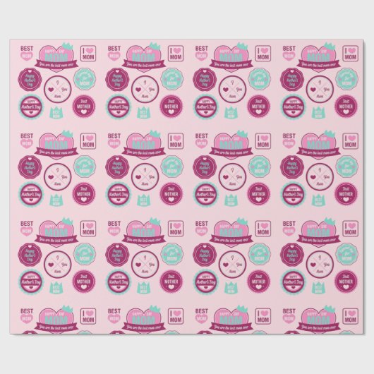 Papier Cadeau Meilleure mère jamais Motif (Plat)