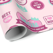 Papier Cadeau Meilleure mère jamais Motif (Coin rond)