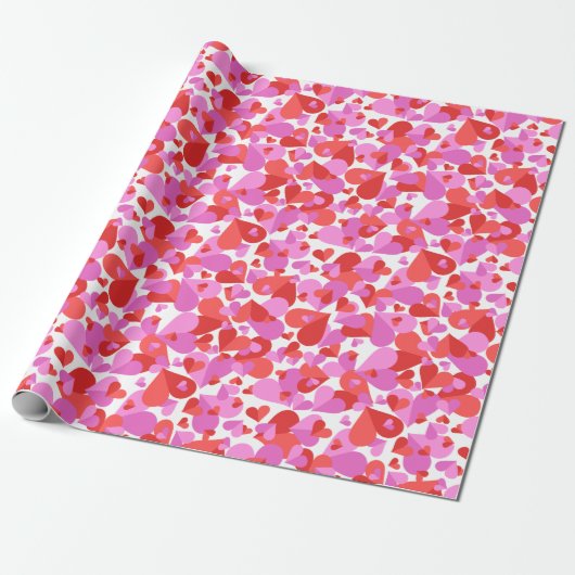 Papier Cadeau Mélange Coeurs Confetti (Déroulé)