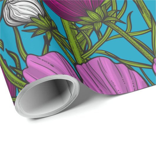 Papier Cadeau Mélange cosmos bleu (Coin rond)