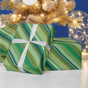 Papier Cadeau Mélange de bandes vertes chaudes et froides