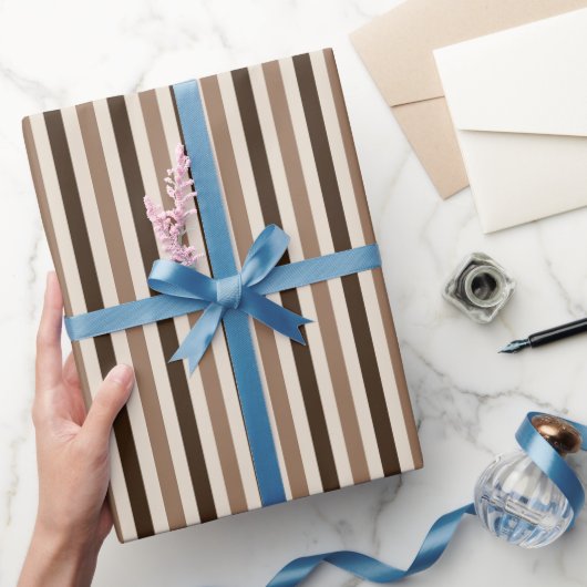 Papier Cadeau Mélange de rayures espresso (Cadeaux)