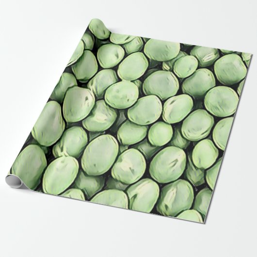 Papier Cadeau Mélange Motif de pilules de pois vert (Déroulé)