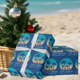 Papier Cadeau Mele Kalikimaka Coucher de soleil tropical Noël pe