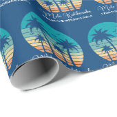 Papier Cadeau Mele Kalikimaka Coucher de soleil tropical Noël pe (Coin rond)