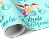 Papier Cadeau Mele Kalikimaka Cute Beach Noël (Coin rond)